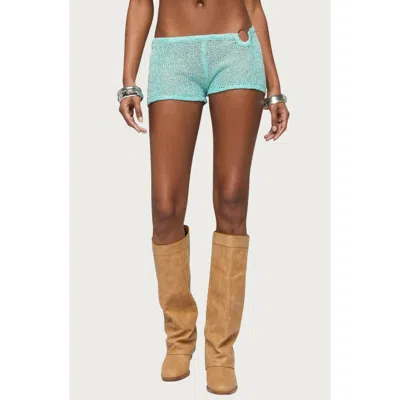 Edikted Sarina Sequin Knit Micro Shorts In Green