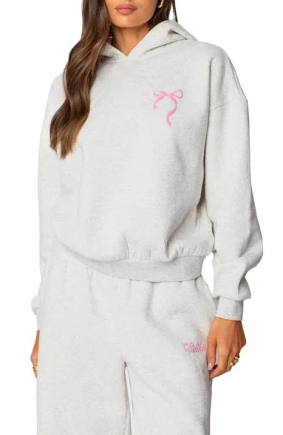 Edikted Sasha Bow Detail Hoodie In Gray-melange