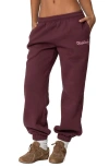 Edikted Sasha Bow Detail Sweatpants In Burgundy