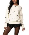 Edikted Satin Bow Oversized Sweater In Neutral