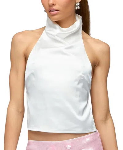 Edikted Satin Effect Backless Cowl Neck Top In Brown