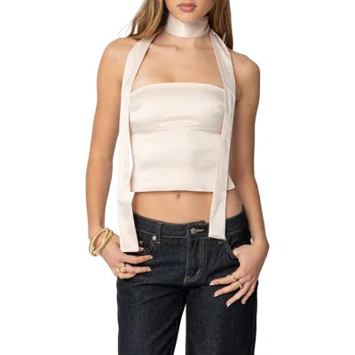 Edikted Strapless Two Piece Scarf Top In Champagne