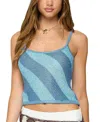 Edikted Saul Stripey Sequin Knit Top In Blue
