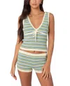 Edikted Stripe Scallop Trim Knit Tank In Mix