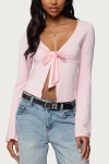 Edikted Scarlette Tie Front Top In Pink