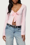 Edikted Scarlette Tie Front Top In Pink