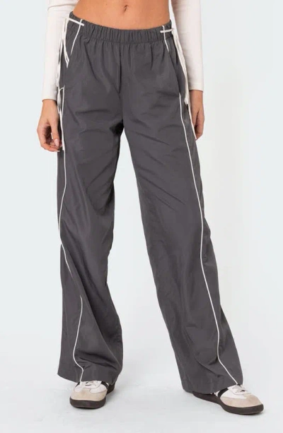 Edikted Women's Scarlot Ribbon Track Pants In Dark-gray