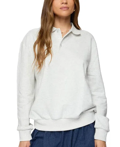 Edikted Scholar Oversize Cotton Blend Polo Sweatshirt In Gray