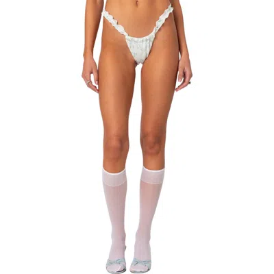 Edikted Scrunched Floral Bikini Bottoms In White