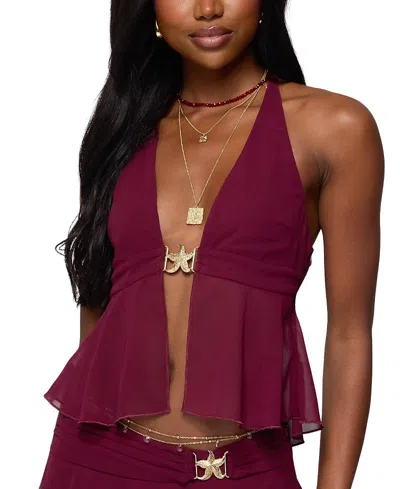EDIKTED SEA STAR CHIFFON SPLIT FRONT TOP