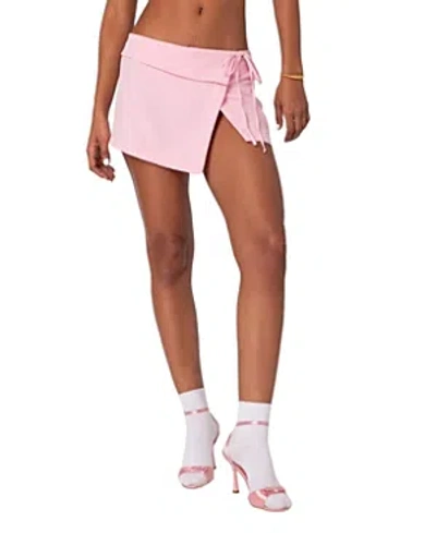 Edikted Selena Asymmetric Wrap Mini Skirt In Pink