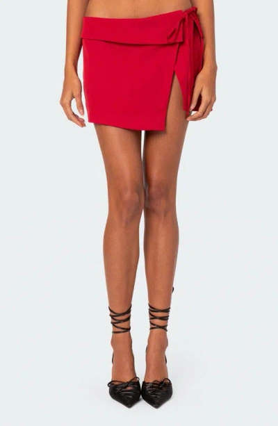 Edikted Women's Selena Asymmetric Wrap Mini Skirt In Red