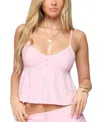 Edikted Selene Lacey Pleated Tank Top In Pink