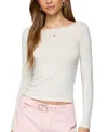Edikted Semi Sheer Long Sleeve Top In White