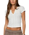 Edikted Semisheer Notch Neck Crop T-shirt In White