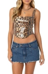 Edikted Sequin Animal Print Corset Top In Leopard