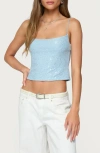 Edikted Sequin Crop Camisole In Blue