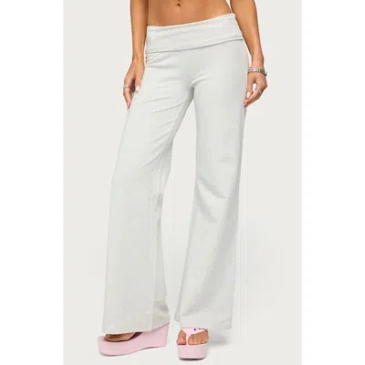 Edikted Sequin Foldover Sweatpants In White