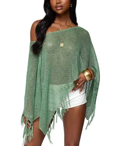 EDIKTED SEQUIN FRINGE KNIT PONCHO