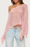 Edikted Sequin Fringe Knit Poncho In Pink