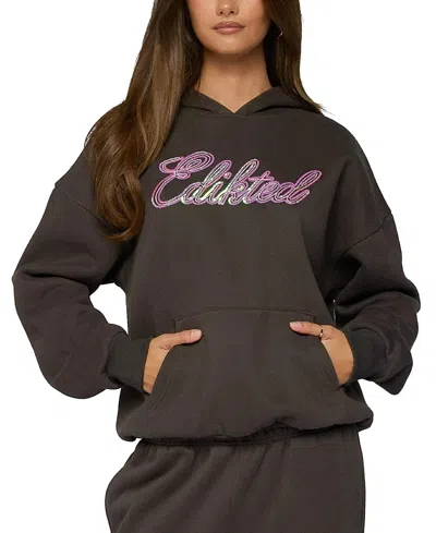 Edikted Sequin Hoodie In Brown