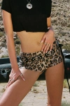 Edikted Sequin Leopard Printed Micro Shorts In Leopard, Women's At Urban Outfitters
