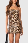 Edikted Sequin Leopard Printed Mini Dress In Leopard, Women's At Urban Outfitters