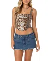 Edikted Sequin Animal Print Corset Top In Leopard