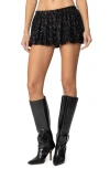 Edikted Sequin Low Rise Bubble Hem Miniskort In Black