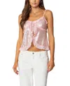 Edikted Sequin Ruffle Split Front Camisole In Light Pink
