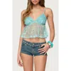 Edikted Sheer Sequin Babydoll Tank Top In Blue