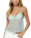 Edikted Sheer Sequin Mesh Babydoll Camisole In Blue