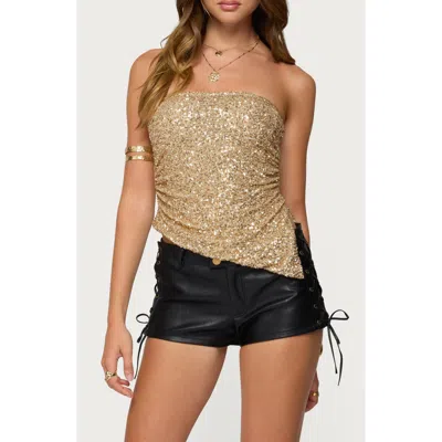 EDIKTED EDIKTED SEQUIN STRAPLESS ASYMMETRIC TOP