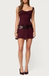 Edikted Sequin Trim Backless Minidress In Burgundy