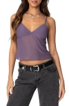 Edikted Serafina Sheer Mesh Camisole In Purple