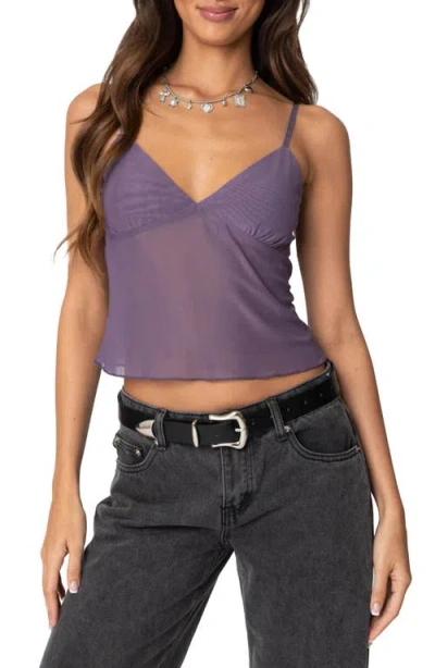 Edikted Serafina Sheer Mesh Camisole In Purple