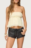 Edikted Seren Ruffle Chiffon Strapless Top In White
