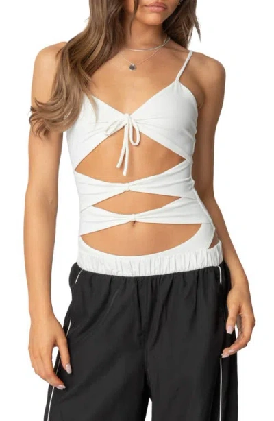Edikted Serene Cutout Bodysuit In White