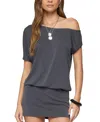 Edikted Sevie Off Shoulder Mini Dress In Gray