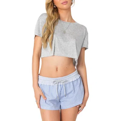 Edikted Seville Burnout Crop T-shirt In Grey-melange