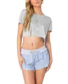 Edikted Seville Burnout Crop T-shirt In Gray Melange