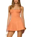 Edikted Shae Pleated Drop Waist Mini Dress In Orange