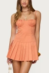 Edikted Shae Pleated Drop Waist Mini Dress In Orange