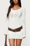 Edikted Shaia Pointelle Knit Mini Dress In Cream, Women's At Urban Outfitters In White
