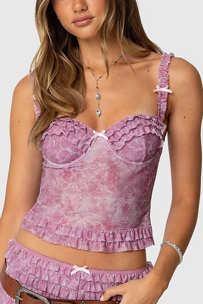 Edikted Shailee Ruffled Bra Top In Pink, Women's At Urban Outfitters