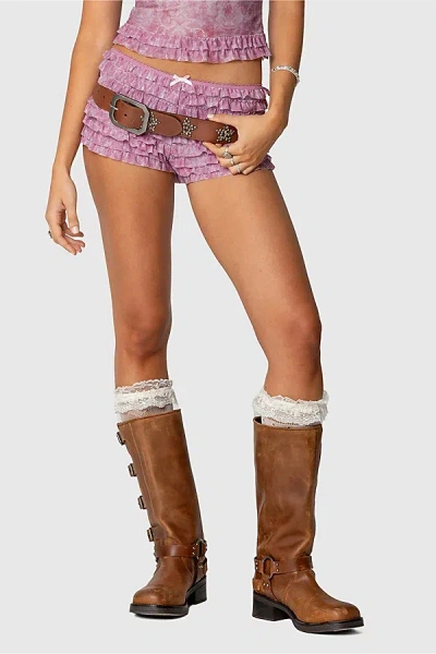 Edikted Shailee Ruffled Shorts In Pink, Women's At Urban Outfitters
