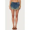 Edikted Shaina Iridescent Denim Mini Skirt In Blue