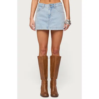 Edikted Shanice Low Rise Denim Miniskort In Blue
