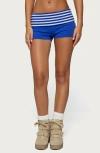 Edikted Shantal Stripe Stretch Cotton Foldover Microshorts In Multi