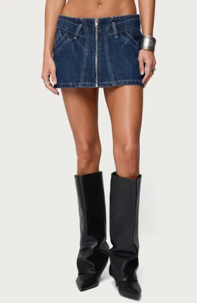 Edikted Sharlo Denim Miniskirt In Blue